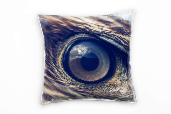 Paul Sinus Art Macro, Tiere, Adler, Auge, braun Deko Kissen 40x40cm für Couch Sofa Lounge Zierkissen