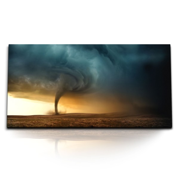 Paul Sinus Art Kunstdruck Bilder 120x60cm Tornado Gewitter dunkle Wolken Sturm Wirbel