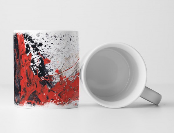 Paul Sinus Art Tasse Geschenk weiße Grundierung + schwarz, rote Farbspritzer