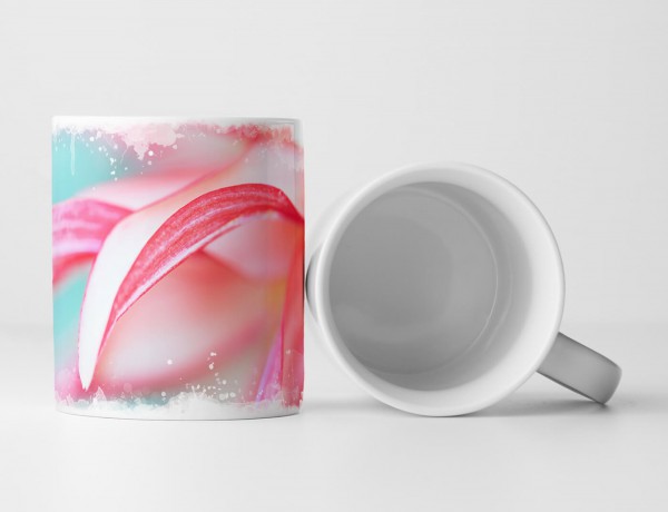 Paul Sinus Art Tasse Geschenk Naturfotografie – Beschnittene pink rote Blüte mit grünem Hintergrund