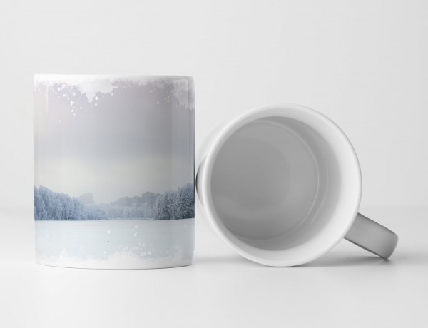 Paul Sinus Art Tasse Geschenk Landschaftsfotografie – Weite Schneeebene am Waldrand