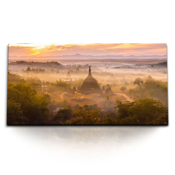 Paul Sinus Art Kunstdruck Bilder 120x60cm Myanmar Tempelanlage Dschungel Sonnenuntergang Abendrot