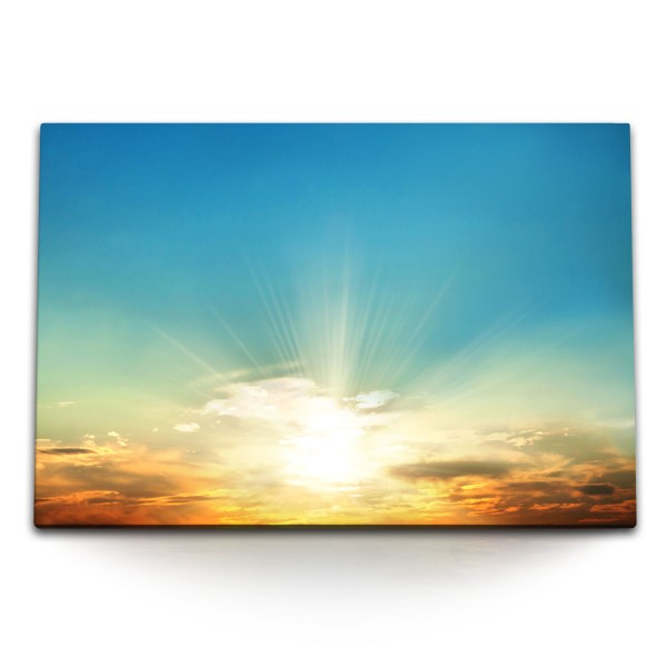 Paul Sinus Art 120x80cm Wandbild auf Leinwand Sonne Sonnenuntergang blauer Himmel Abendrot