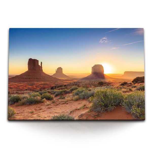 120x80cm Wandbild auf Leinwand Arizona USA Sonnenuntergang Berge Landschaft