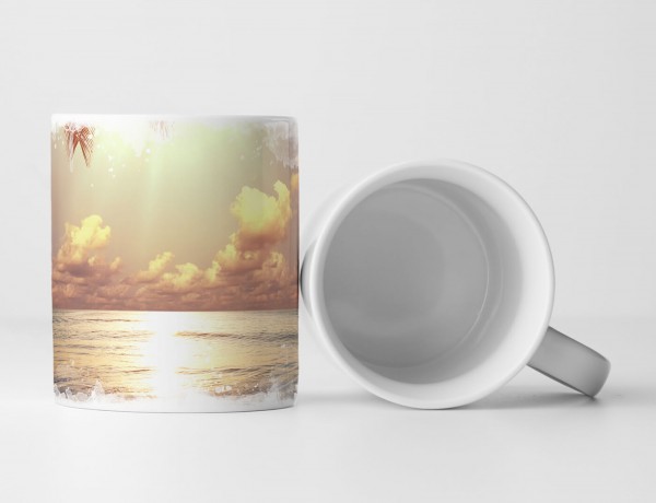 Paul Sinus Art Tasse Geschenk Landschaftsfotografie – Tropischer Strand mit Sonne und Palmen