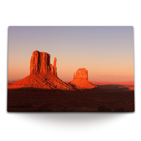 Paul Sinus Art 120x80cm Wandbild auf Leinwand Monument Valley USA Utah Sonnenuntergang Rot