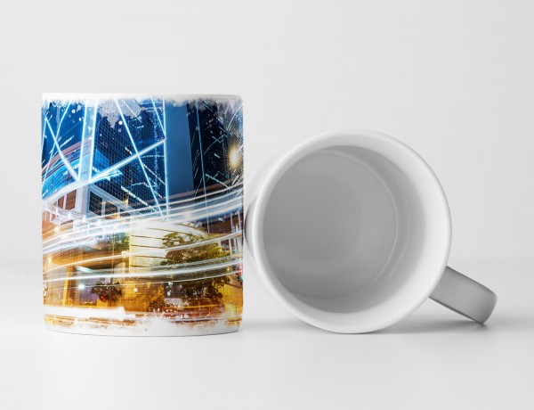 Paul Sinus Art Tasse Geschenk Naturfotografie – Verkehr in Hongkong bei Nacht