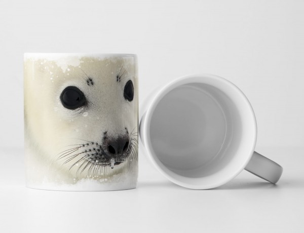 Paul Sinus Art Tasse Geschenk Tierfotografie – Baby Sattelrobbe im Eis