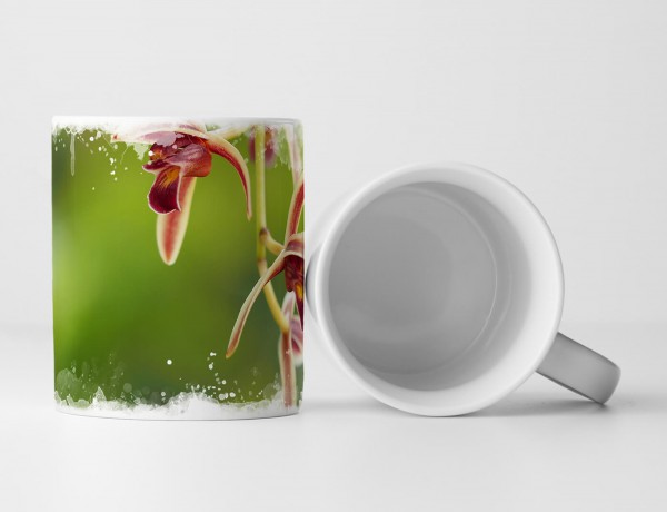 Paul Sinus Art Tasse Geschenk Naturfotografie – Rote Orchidee auf grünem Hintergrund