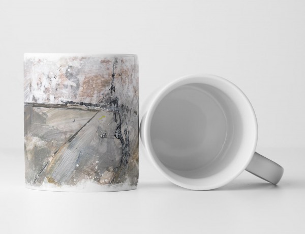 Paul Sinus Art Tasse Geschenk hell/-dunkelgrau-hellbraune Abstraktion