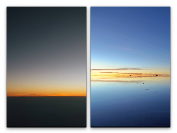 Paul Sinus Art 2 Bilder je 60x90cm Horizont Meer Minimal Sonnenuntergang Abendröte Ferne Beruhigend