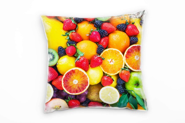 Paul Sinus Art Macro, frisches Obst, bunt Deko Kissen 40x40cm für Couch Sofa Lounge Zierkissen