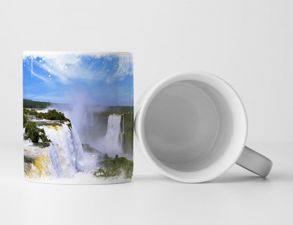 Paul Sinus Art Tasse Geschenk Landschaftsfotografie – Iguazu Wasserfälle mit Regenbogen Brasilien