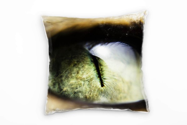 Paul Sinus Art Macro, Tiere, Katze, Auge, grün, braun Deko Kissen 40x40cm für Couch Sofa Lounge Zierkissen