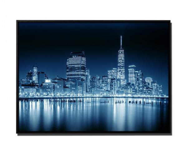 Paul Sinus Art 105x75cm Leinwandbild Petrol Stadt Gebäude New York -city Manhattan Nacht