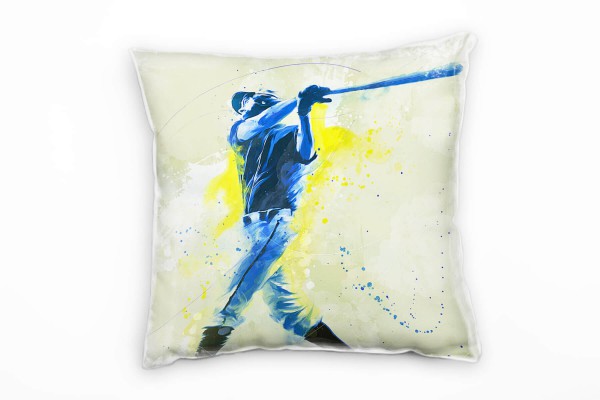 Paul Sinus Art Baseball IV Deko Kissen Bezug 40x40cm für Couch Sofa Lounge Zierkissen