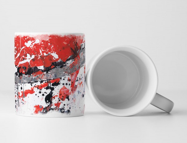 Paul Sinus Art Tasse Geschenk weißer Hintergrund; schwarz, rote Abstraktionen + Farbspritzer