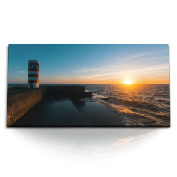 Paul Sinus Art Kunstdruck Bilder 120x60cm Leuchtturm Künste Sonnenuntergang Ozean Abendrot