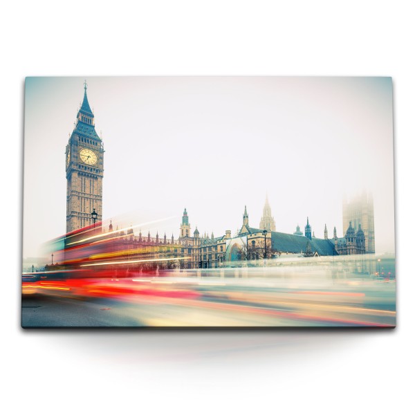 Paul Sinus Art 120x80cm Wandbild auf Leinwand Big Ben London Altstadt Historisch Kunstvoll