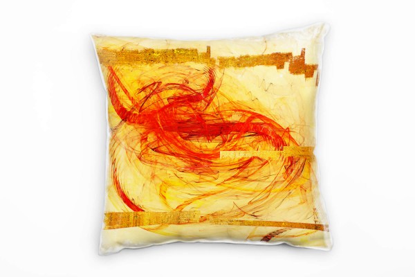 Paul Sinus Art Couch Sofa Lounge Zierkissen in 40x40cm Leuchtrot Leuchthellorange Gold Pastellgelb