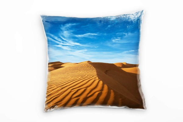 Paul Sinus Art Wüste, braun, blau, Dünen, Sand, Sonnenschein Deko Kissen 40x40cm für Couch Sofa Lounge Zierkissen