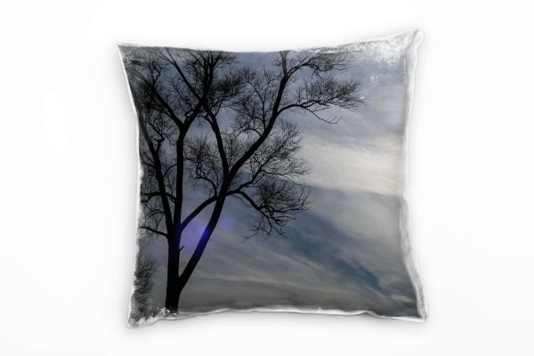 Paul Sinus Art Natur, Sonne, Baum, blau, schwarz Deko Kissen 40x40cm für Couch Sofa Lounge Zierkissen