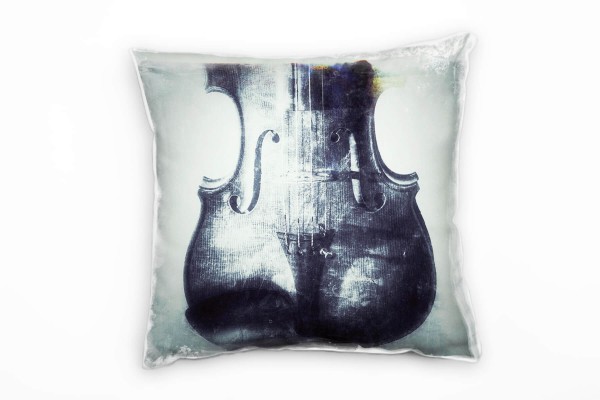 Paul Sinus Art Abstrakt, Violine, Musik, grau Deko Kissen 40x40cm für Couch Sofa Lounge Zierkissen