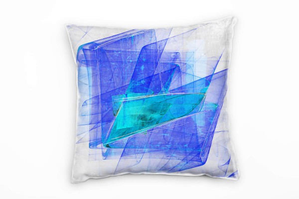 Paul Sinus Art Couch Sofa Lounge Zierkissen in 40x40cm Enzianblau Türkis Eisblau Hellgrau