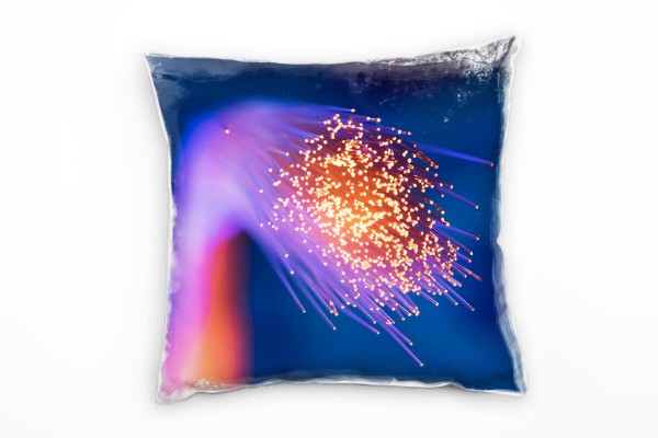 Paul Sinus Art Macro, Lichtpunkte, orange, blau Deko Kissen 40x40cm für Couch Sofa Lounge Zierkissen