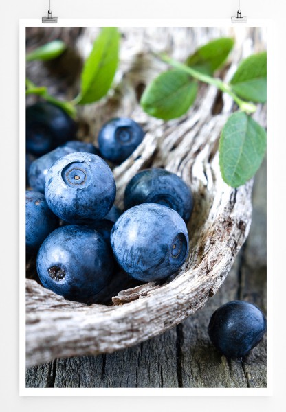 Paul Sinus Art 90x60cm Poster Food-Fotografie Blaubeeren auf Holzgrund