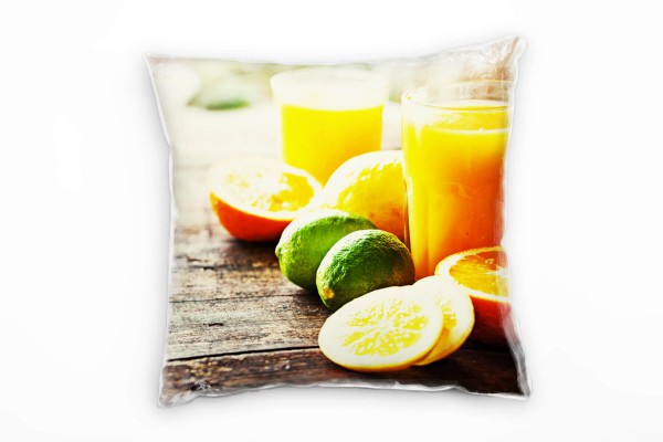 Paul Sinus Art künstlerische Fotografie, Orangensaft, Obst, orange Deko Kissen 40x40cm für Couch Sofa Lounge Zierki