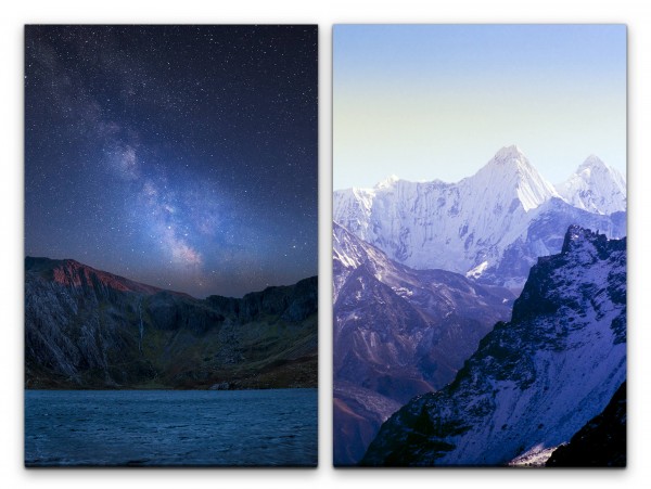 Paul Sinus Art 2 Bilder je 60x90cm Sternenhimmel Sterne Berge Himalaya Milchstraße Astrofotografie Traumhaft