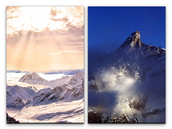 Paul Sinus Art 2 Bilder je 60x90cm Gebirge Matterhorn Alpen Schnee Gipfel Erhaben Sonnenstrahlen