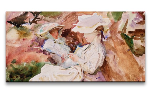 Paul Sinus Art Remaster 120x60cm John Singer Sargent weltberühmtes Gemälde zeitlose Kunst Mrs Barnard and her Daugh