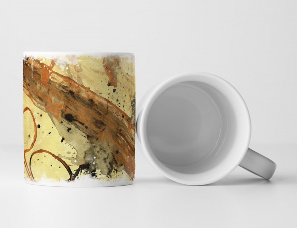 Paul Sinus Art Tasse Geschenk khaki Grundierung, peru, sandbraune, schwarze Abstraktionen