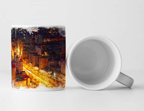 Paul Sinus Art Tasse Geschenk Naturfotografie – Verkehrskreuzung bei Nacht in Peking China