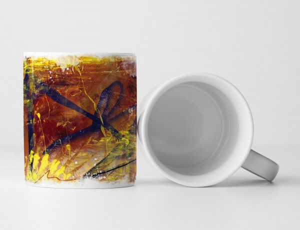 Paul Sinus Art Tasse Geschenk sienna farbige Grundierung; gelb, dunkelblaue Abstraktionen