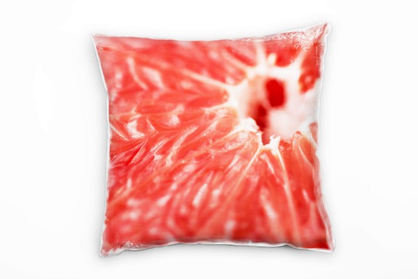 Paul Sinus Art Macro, Grapefruit, Obst, rot Deko Kissen 40x40cm für Couch Sofa Lounge Zierkissen