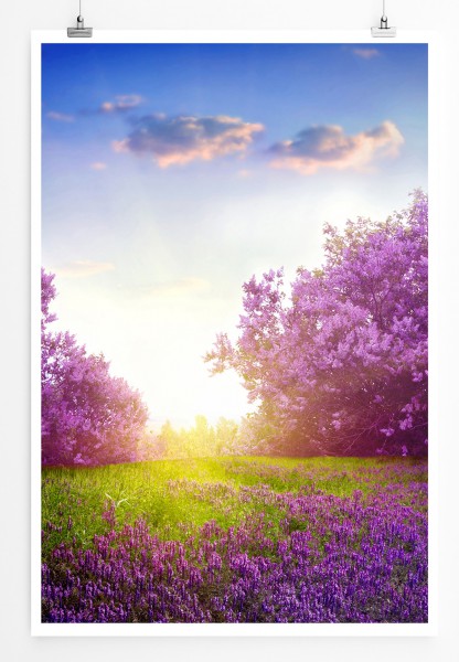 Paul Sinus Art 90x60cm Poster Frühlingslandschaft mit Fliederbüschen