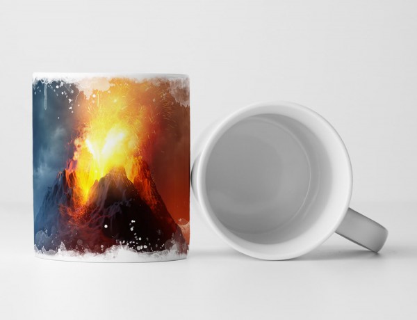 Paul Sinus Art Tasse Geschenk Illustration – Gewaltiger Vulkanausbruch