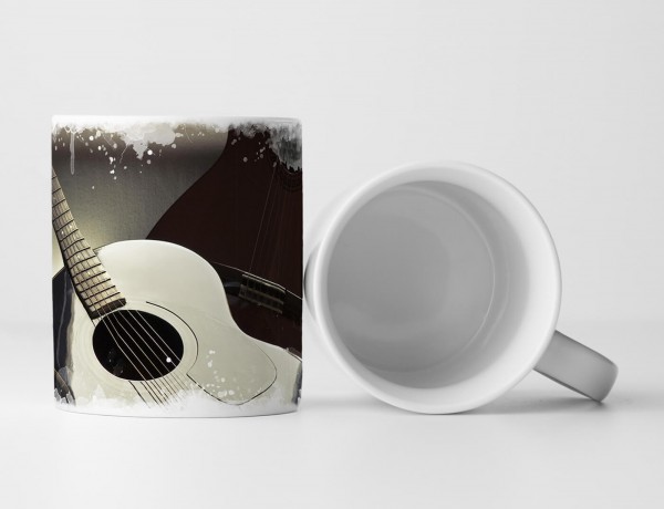 Paul Sinus Art Tasse Geschenk Künstlerische Fotografie – Zwei schwarze Akustikgitarren