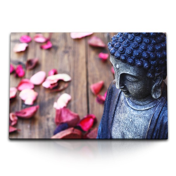 Paul Sinus Art 120x80cm Wandbild auf Leinwand Buddhastatue Buddha Buddhismus Meditation Asien