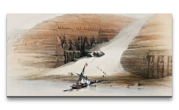 Paul Sinus Art Remaster 120x60cm Wunderschöne Illustration Tempel Ägypten Küste Schiff Kunstvoll