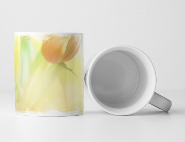 Paul Sinus Art Tasse Geschenk Naturfotografie – Orange Pastell Tulpe