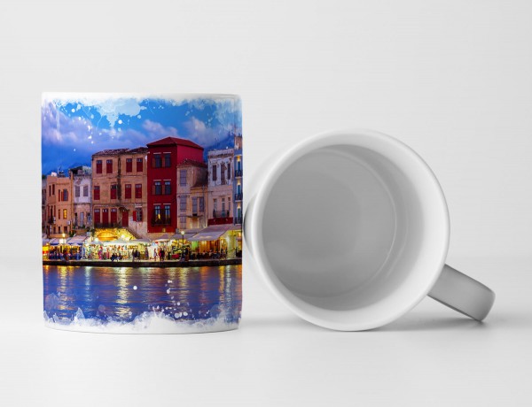 Paul Sinus Art Tasse Geschenk Szenerie – Hafen auf Kreta bei Nacht