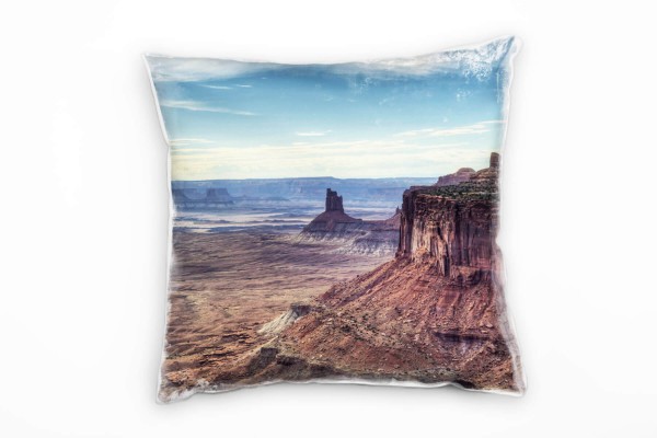 Paul Sinus Art Landschaft, Canyon, Gestein, braun, blau Deko Kissen 40x40cm für Couch Sofa Lounge Zierkissen