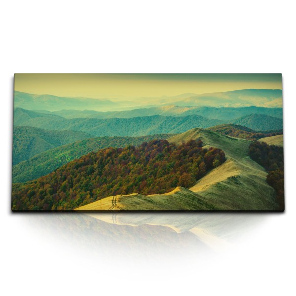 Paul Sinus Art Kunstdruck Bilder 120x60cm Berglandschaft Berge Natur Sonnenuntergang Wälder