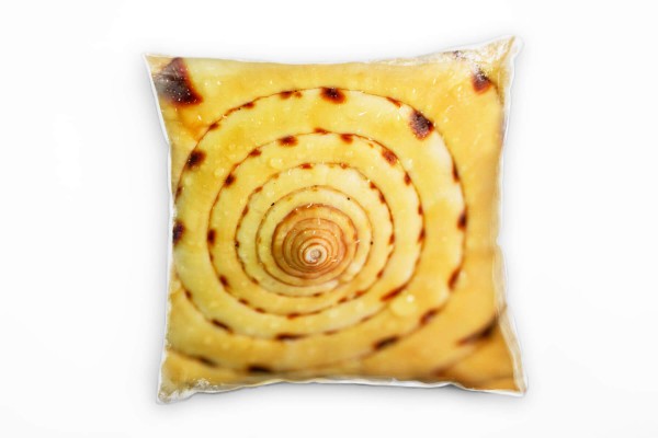 Paul Sinus Art Macro, Schnecke, Spirale, gelb, orange Deko Kissen 40x40cm für Couch Sofa Lounge Zierkissen