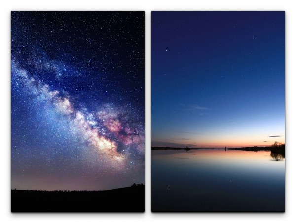 Paul Sinus Art 2 Bilder je 60x90cm Sterne Nachthimmel Sternenhimmel Astrofotografie Milchstraße Galaxie Horizont