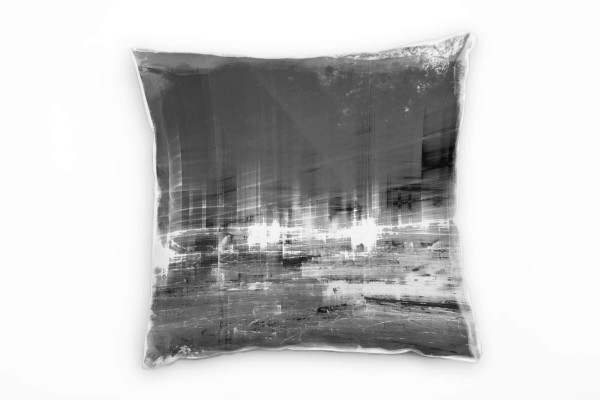 Paul Sinus Art City, Nacht, Verschwommen, grau Deko Kissen 40x40cm für Couch Sofa Lounge Zierkissen